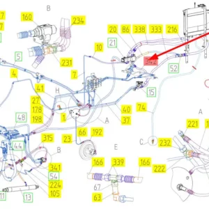 Oryginalny przewód hydrauliczny o numerze katalogowym 101976117, stosowany w kombajnach zbożowych marki Rostselmash schemat.