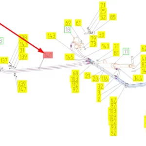 Oryginalny przewód hydrauliczny o numerze katalogowym 101977397, stosowany w kombajnach zbożowych marki Rostselmash schemat