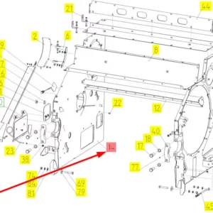 Oryginalna prawa obudowa młocarni o numerze katalogowym 101981115, stosowana w kombajnach zbożowych marki Rostselmash schemat.