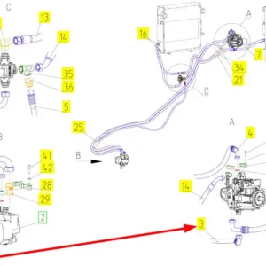 Oryginalny przewód hydrauliczny o numerze katalogowym 101981730, stosowany w kombajnach zbożowych marki Rostselmash schemat.