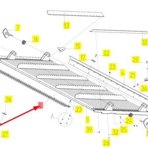 Oryginalny grzebień sita o numerze katalogowym 101982210, stosowany w kombajnach zbożowych marki Rostselmash schemat.