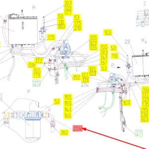 Oryginalny przewód hydrauliczny o numerze katalogowym 101982631, stosowany w kombajnach zbożowych marki Rostselmash schemat.