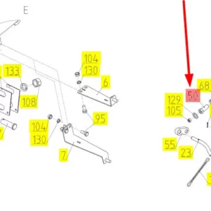 Oryginalna tuleja sprężyny o numerze katalogowym 101983073, stosowana w kombajnach zbożowych marki Rostselmash. schemat