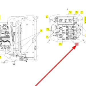 Oryginalny bezpiecznik MIDI 50A o numerze katalogowym 102005066, stosowany w kombajnach zbożowych marki Rostselmash schemat.