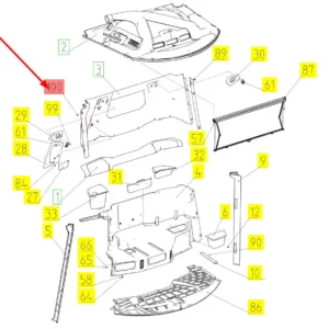Oryginalny nit plastikowy o numerze katalogowym 102005730, stosowany w kombajnach zbożowych marki Rostselmash schemat.