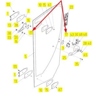 Oryginalna uszczelka o numerze katalogowym 102005807, stosowana w kombajnach zbożowych marki Rostselmash schemat.