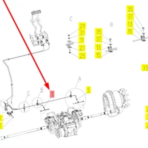 Oryginalny przewód układu hamulcowego o numerze katalogowym 102007401 stosowany w kombajnach zbożowych marki Rostselmsh. schemat