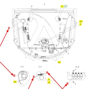 Oryginalna wiązka elektryczna siedzenia o numerze katalogowym 102026689, stosowana w kombajnach zbożowych marki Rostselmash schemat.