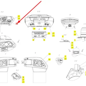 Oryginalna lampa kierunkowskazu przednia o numerze katalogowym 102028810, stosowana w kombajnach rolniczych marki Rostselmash schemat.