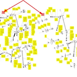 Oryginalne widełki regulacji klepiska o numerze katalogowym 102030059, stosowane w kombajnach zbożowych marki Rostselmash schemat