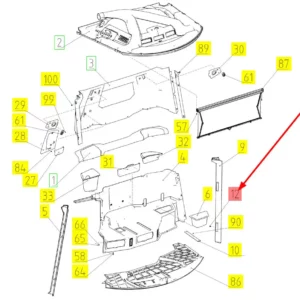 Oryginalna śruba M5 x 20 o numerze katalogowym 102031670, stosowana w kombajnach zbożowych marki Rostselmash schemat.