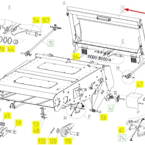 Oryginalna rama przednia podajnika o numerze katalogowym 102032866, stosowana w kombajnach zbożowych marki Rostselmash schemat.