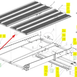 Oryginalne sito o numerze katalogowym 102033747, stosowane w kombajnach zbożowych marki Rostselmash schemat.