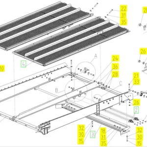 Oryginalna rama sita o numerze katalogowym 102033866, stosowana w kombajnach zbożowych marki Rostselmash schemat.