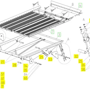 Oryginalne sito dolne o numerze katalogowym 102034467, stosowane w kombajnach zbożowych marki Rostselmash schemat.