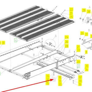 Oryginalna taca sita o numerze katalogowym 102034525, stosowana w kombajnach zbożowych marki Rostselmash schemat.
