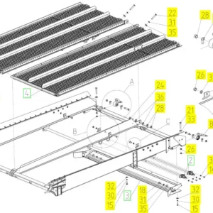 Oryginalne sito o numerze katalogowym 102034630, stosowane w kombajnach zbożowych marki Rostselmash schemat.