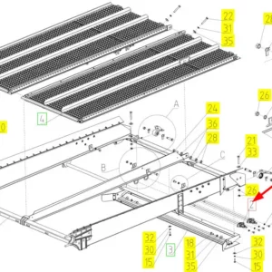 Oryginalny wałek sita o numerze katalogowym 102034920, stosowany w kombajnach zbożowych marki Rostselmash schemat.