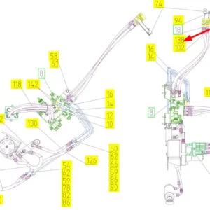 Oryginalny przewód hydrauliczny o numerze katalogowym 102036802, stosowana w kombajnach zbożowych marki Rostselmash schemat.