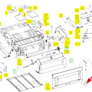 Oryginalna rama podajnika pochyłego o numerze katalogowym 102038746, stosowana w kombajnach zbożowych marki Rostselmash schemat.