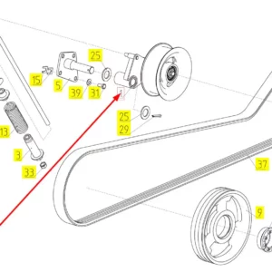 Oryginalna rolka napinająca wraz z mocowaniem o numerze katalogowym 102053472, stosowana w kombajnach zbożowych marki Rostselmash schemat.