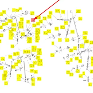 Oryginalna dźwignia regulacji klepiska o numerze katalogowym 102058882, stosowana w kombajnach zbożowych marki Rostselmash schemat.