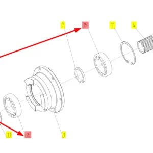 Oryginalne łożysko samonastawne o numerze katalogowym 102064915, stosowane w kombajnach zbożowych marki Rostselmash schemat