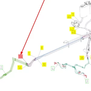 Oryginalny przewód hydrauliczny o numerze katalogowym 102067468, stosowany w kombajnach zbożowych marki Rostselmash schemat.