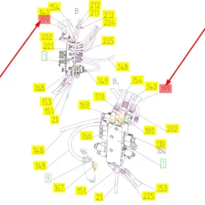 Oryginalny przewód hydrauliczny o numerze katalogowym 102067469, stosowany w kombajnach zbożowych marki Rostselmash schemat.