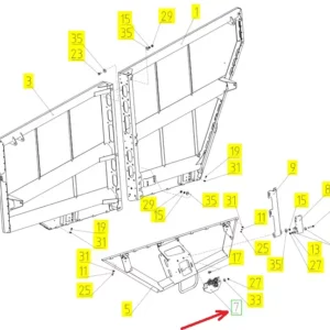 Oryginalny zamek pokrywy bocznej o numerze katalogowym 102073560, stosowany w kombajnach zbożowych marki Rostselmash. schemat