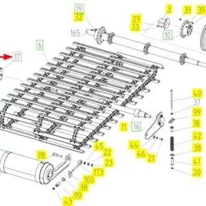 Oryginalna dźwignia wałka przenośnika pochyłego o numerze katalogowym 102085195, stosowana w kombajnach zbożowych marki Rostselmash- schemat.