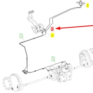 Oryginalny przewód układu hamulcowego o numerze katalogowym 102089611, stosowany w kombajnach zbożowych marki Rostselmash. schemat