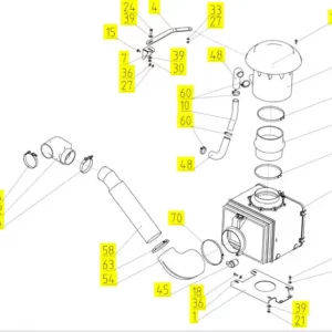 Oryginalny filtr powietrza o numerze katalogowym 102091026, stosowany w kombajnach zbożowych marki Rostselmash schemat