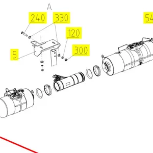 Oryginalna osłona tłumika z rurką o numerze katalogowym 102100850, stosowana w kombajnach zbożowych marki Rostselmash schemat.