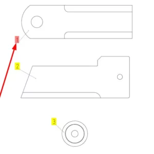 Oryginalny nóż siekacza słomy obrotowy o numerze katalogowym 102106040, stosowany w kombajnach zbożowych marki Rostselmash schemat.