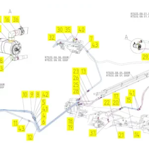 Oryginalna pompa hydrauliczna o numerze katalogowym 102112498, stosowana w kombajnach zbożowych marki Rostselmash schemat.