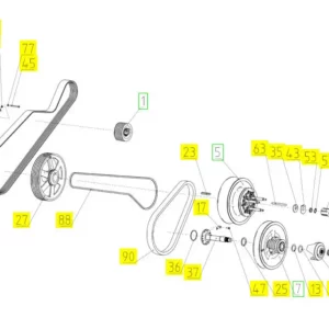 Oryginalny siłownik hydrauliczny o numerze katalogowym 102119900, stosowany w kombajnach zbożowych marki Rostselmash schemat.
