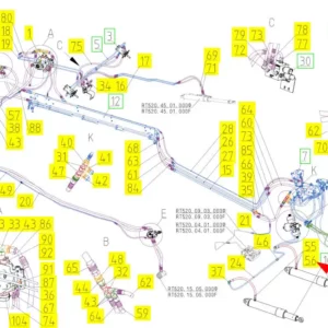 Oryginalne złącze hydrauliczne o numerze katalogowym 102119925, stosowane w kombajnach zbozowych marki Rostselmash schemat.