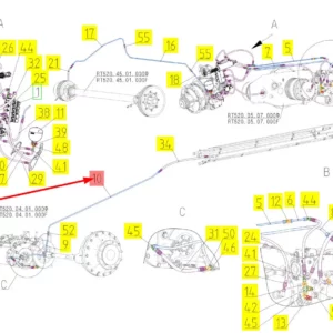 Oryginalny przewód hydrauliczny o numerze katalogowym 102120424, stosowany w kombajnach zbożowych marki Rostselmash schemat.