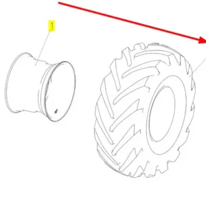 Oryginalna opona diagonalna o rozmiarze 23.1-26 i numerze katalogowym 102120667, stosowana w kombajnach zbożowych marki Rostselmash schemat.
