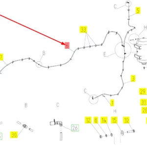 Oryginalny przewód powietrza o numerze katalogowym 102128002, stosowany w kombajnach zbożowych marki Rostselmash schemat.