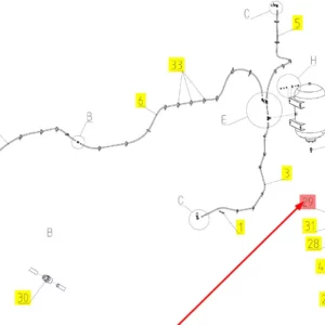 Oryginalne złącze kolankowe o numerze katalogowym 102131225, stosowane w kombajnach zbożowych marki Rostselmash schemat.