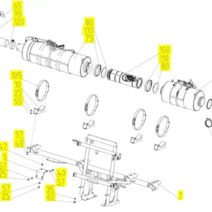 Oryginalne kolano rury o numerze katalogowym 102135735, stosowane w kombajnach zbożowych marki Rostselmash schemat