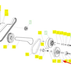 Oryginalny wariator młocarni o numerze katalogowym 102141667, stosowany w kombajnach zbożowych marki Rostselmash schemat.