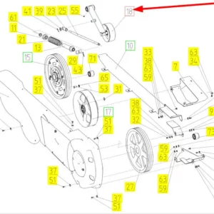Oryginalna rolka napinająca o numerze katalogowym 102146204, stosowana w kombajnach zbożowych marki Rostselmash schemat