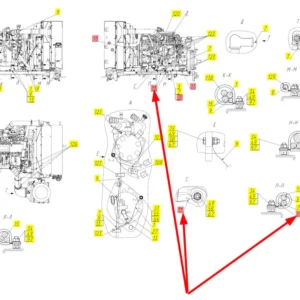 Oryginalna wiązka elektryczna sterownika silnika o numerze katalogowym 102166431, stosowana w kombajnach zbożowych marki Rostselmash schemat.