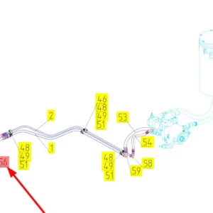 Oryginalny przewód hydrauliczny o numerze katalogowym 102168979, stosowany w kombajnach zbożowych marki Rostselmash schemat
