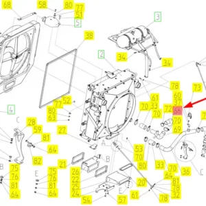 Oryginalna rura kolanowa z reduktorem gumowa o numerze katalogowym 102176110, stosowana w kombajnach zbożowych marki Rostselmash- schemat.