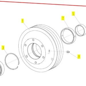 Oryginalne łożysko koła pasowego o numerze katalogowym 102198799, stosowane w kombajnach zbożowych marki Rostselmash schemat.