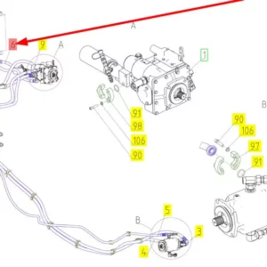 Oryginalny przewód hydrauliczny o numerze katalogowym 102199149, stosowany w kombajnach zbożowych marki Rostselmash schemat.